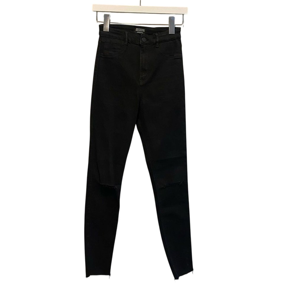 Zara Trafaluc Black High Waisted Ripped Skinny Jeans Womens Size 4 Distressed